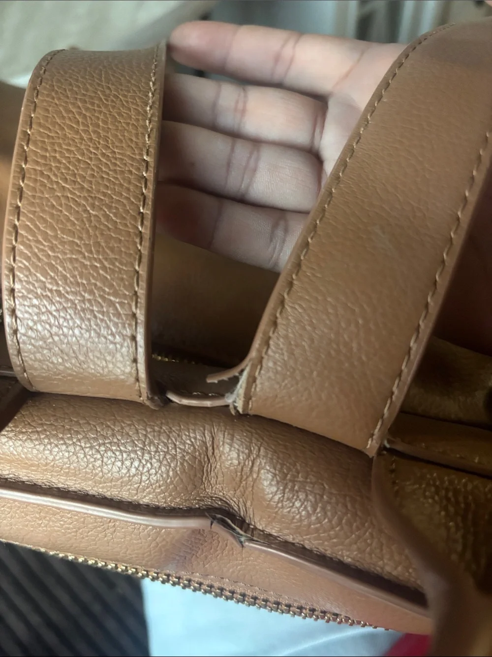 Mina Baie Cognac Leather Baby Backpack Diaper Bag